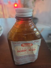 Vintage Rexall Boric Acid Solution 4 oz Amber Glass Pharmacy Bottle Original picture