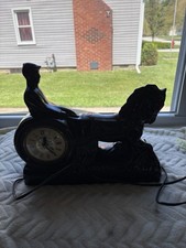 Vintage 1950's MCM Black Horse and RIDER CLOCK WORKS RARE HTF picture