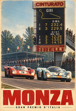 Monza Grand Prix Italy Vintage Endurance Racing Classic Car Poster 13x19 picture