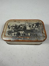 Vintage Goodyear No Rim Cut Tire Advertising Tin Early Automobilia Tool Box picture