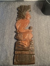 Vintage Hand Carved Wooden Aztec Mayan Totem Figure Wall Hanging Guatemala picture