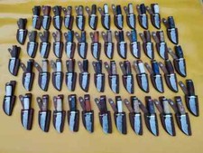 Wholesale Lot of 20 Damascus Steel Handmade 6'' Skinner Hunting Knives W/Sheaths picture
