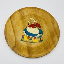 Vintage Folk Art Wood Hand Painted Slovenia Wall Plate Dancing Girl picture