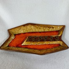 Vintage 1960’s MCM Orange & Brown Tiki Bar Style Ceramic Ashtray picture