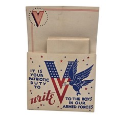 Vintage 1942 Patriotic Military Themed Stationery Set WWII Sosland Envelope Co picture