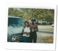 Found Polaroid 1980s African American Shirtless Man + Woman Couple in Love Photo picture