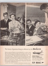 BOAC Monarch First Class Air Travel Dinner Service Vintage Print Ad 1955 picture