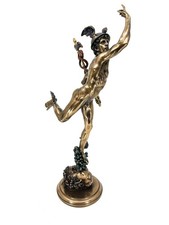 Veronese Greek God Hermes Mercury Statue 37.5cm Bronze Flying Caduceus picture