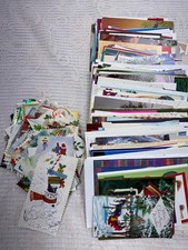 Vtg 3+ lb. Lot Christmas Card fronts used 1950s-90s for card making junk journal picture
