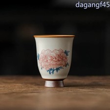 80ml Chinese Ru Kiln Porcelain Hibiscus Flower Tea Cup Meditation Cup Pu 'er Cup picture