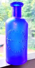 RARE ACKERMAN & STEWART DRUGGIST PHARMACY BOTTLE PALATKA FLORIDA COBALT BLUE picture