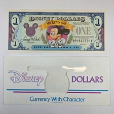 1993 Mickey Mouse Disney Dollars 65th Birthday $1 A Series Bill UNCIRCULATED picture