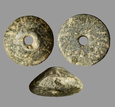 Ancient Near East Granite Stone Spindle Whorl Pendant 25mm c. 1000-500 BC COA picture