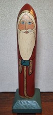 Vtg 1988 Rick Heller Signed Wood Pencil Santa Figure Hand Carved Folk Art 88 picture