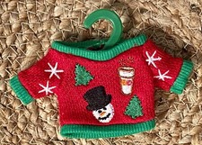 SALE Dunkin Donuts Ugly Christmas Sweater Card Holder Holiday Ornament 2014 New picture