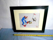 VINTAGE 1992 BOZO THE CLOWN GOLFING  SERIGRAPH CEL FRAMED    - 16 x 13 in - L558 picture