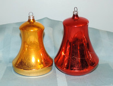 Lot of 2 Vtg Large Bell Glass Ornament w/ Clappers West Germany 4.5