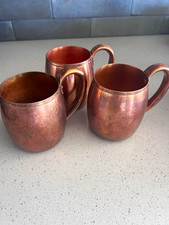 Vintage West Bend Solid Copper Mugs Set of 3 Made in USA Moscow Mule Barware picture