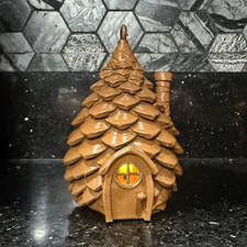 Fairy Pinecone Cottage House Figurine Decor with Chimney - Fantasy Theme picture