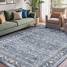 OPPODREAM Vintage Blue Area Rugs 8x10, Washable Rug for Living Room Rectangular picture