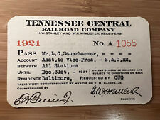 1921 TENNESSEE CENTRAL RAILROAD COMPANY ANNUAL PASS ALL STATIONS - HH109 picture