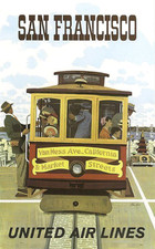 Vintage San Francisco United Airlines Travel Advertisement Poster picture