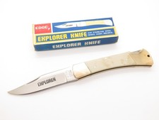 Vtg 70s Explorer Tak Fukuta Seki Japan 4.8 Micarta Folding Hunter Lockback Knife picture