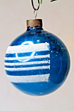 VTG pre WWII Glass Zodiac Stencil Stripes BALL Christmas Ornament Franke Mark Br picture