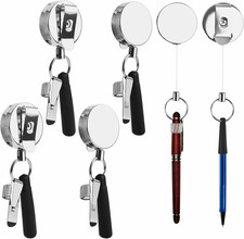 4Pcs Retractable Pull Pen Pencil Holder Heavy Duty Metal Pen Clip and Silicone picture