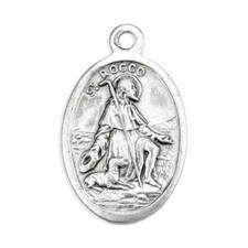 Saint St. Rocco (Roch)  - Pray for Us - Ox Italian Silver tone 1