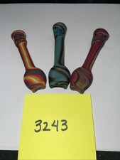 Lot Of 3 Hand Blown Glass Chillum Pipe – USA Made, 3.5” picture