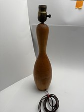 Vintage MCM Mid Century Modern Wood Bowling Pin Table Lamp No Shade Works picture