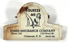 vtg Bikini Pin Up Advertising clip clamp Jones Insurance Claremont NH picture