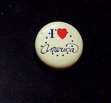 Vintage I Love America Heart Pin - Patriotic Collectible Button Advertising picture