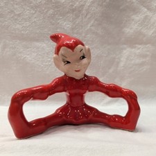Vintage MCM Gilner 1950’s Red Pixie Elf Ceramic California Pottery Figurine 2.5