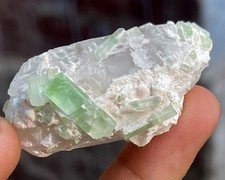 55 Gm Very Beautiful Green Tourmaline With Quartz Combine Specimen From Afg picture