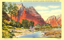 Vintage Postcard Mount Majestic Angel’s Landing Zion National Park Utah picture