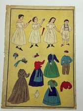 Antique Early Meiji Ukiyo-e French Dress-Up Dolls Woodblock Print Set picture