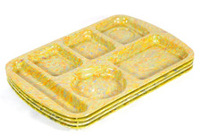 4 Vintage Prolon Ware Melamine School Cafeteria Lunch Tray Confetti 9953 Green picture