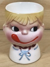 Vintage 1950’s Original Ray-Gee YUM-EE-YUM Egg Cup Hand Painted Boy Imperfect picture