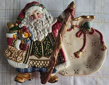 Fitz & Floyd Vintage Santa FITVIS Bear Presents 2-Section Figural Server picture