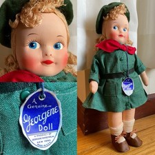 1946 VINTAGE GIRL SCOUT 13” ALL CLOTH GEORGENE NOVELTIES DOLL COMPLETE With Tag picture