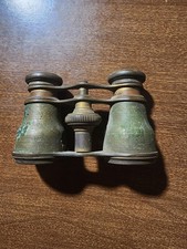Swift Debutante Brass Opera Glasses Binoculars Green Patina Vintage 1920s-1930s picture