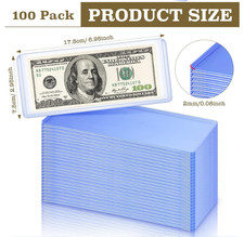 100 pack Money bag storage protectworld/us currency banknotes clear hard clip picture