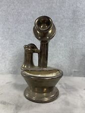 Vintage Glazed 9” Ceramic Old Time Telephone Planter Pottery Black Antique EUC picture
