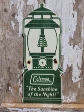 VINTAGE COLEMAN PORCELAIN SIGN RARE OLD CAMPING LANTERN HIKING NATIONAL PARK  picture