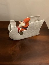 Antique German Belsnickel Santa Claus Christmas 1930’s mica sleigh, candy area picture