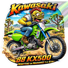 1988 Kawasaki KX500 9x9cm Durable Die-Cut Vinyl Sticker 1 of 5 picture