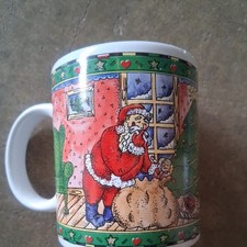 Vintage 1994 Ceramic  Cup,Santa 12oz  Mug Christmas Holiday Retro 90s Cup Gift. picture