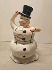 Vintage MCM Christmas Napco Stackable Creamer Sugar Snowman NO SHOVEL picture